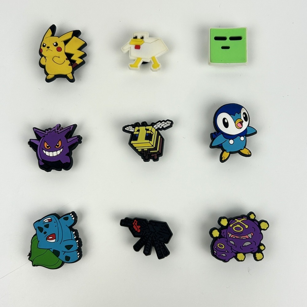 Minecraft Pokemon Crocs Shoe Charms Jibbitz‎ Set of 9